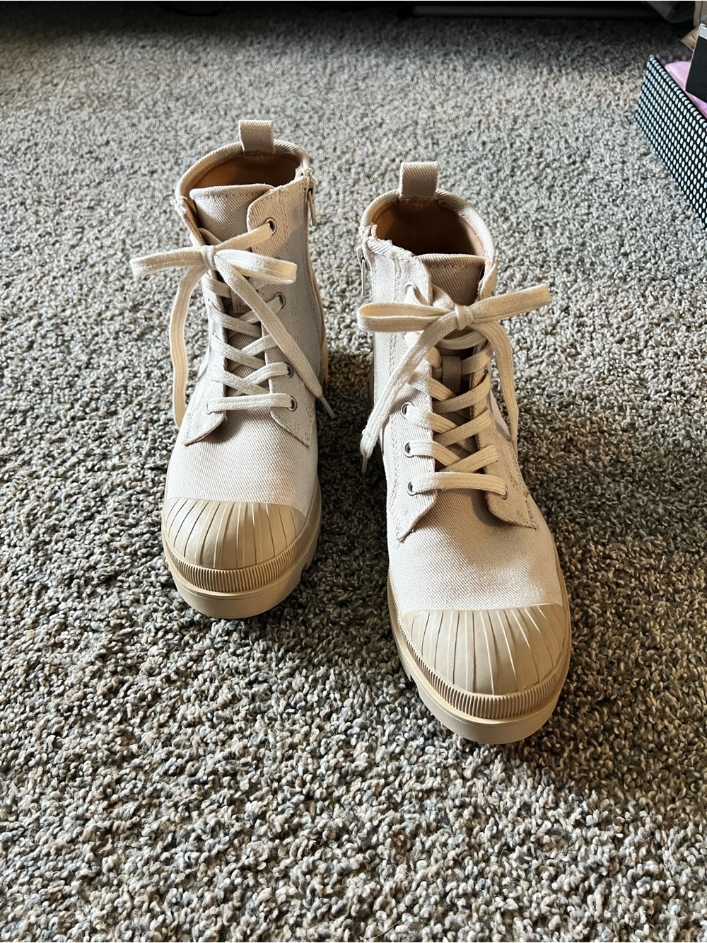 Universal Thread Beige Canvas Combat Boots